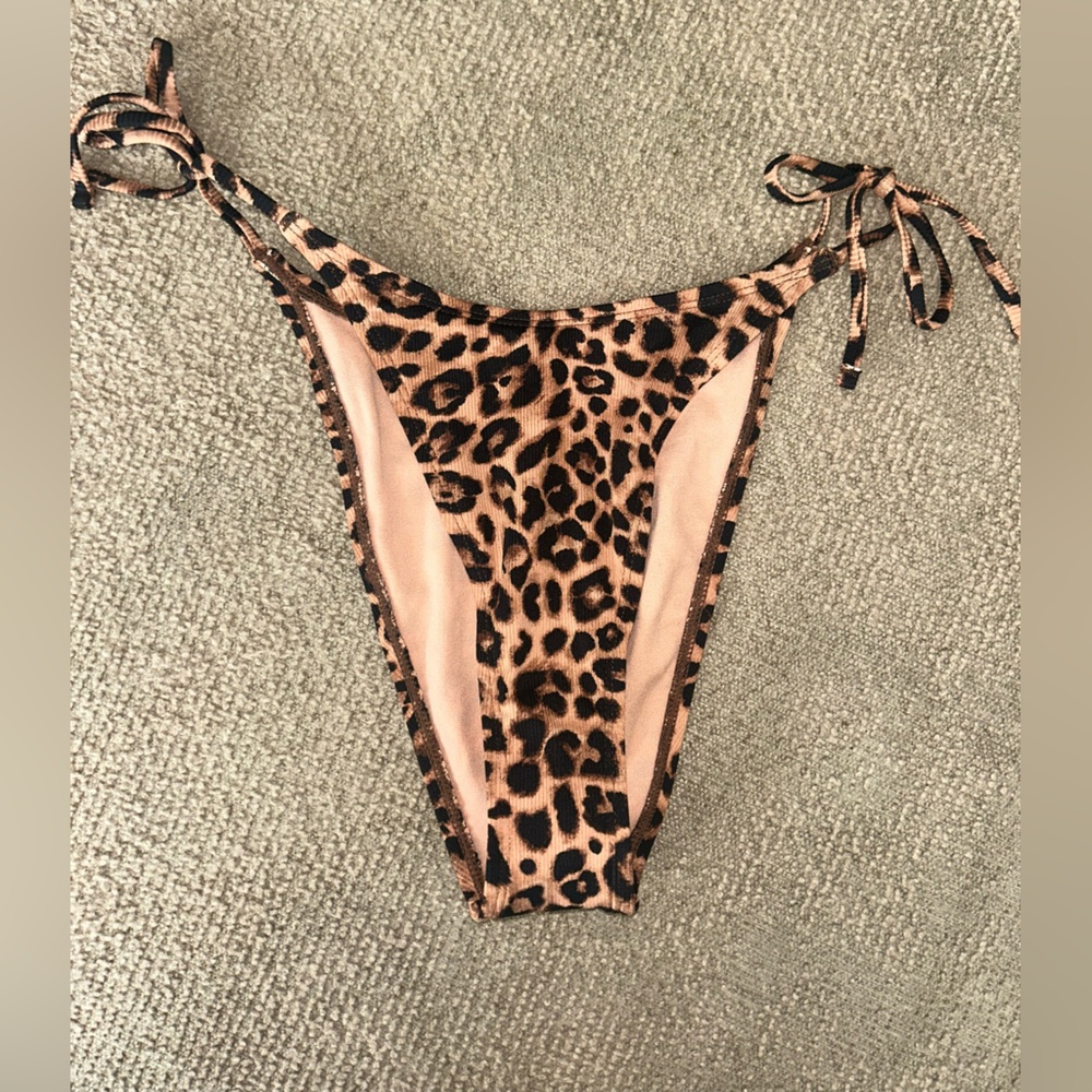 wild fable Leopard Print Tie-Side Bikini Bottom in Tan and Black